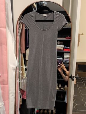 American Eagle Outfitters Gray Scoop Neck Maxi Dress